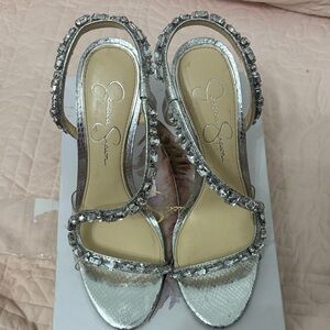 Jessica Simpson Silver Embellished Heels